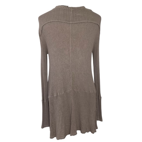 Free People Sunset Park Thermal Long Sleeve Waffle Knit Taupe - Picture 3 of 11